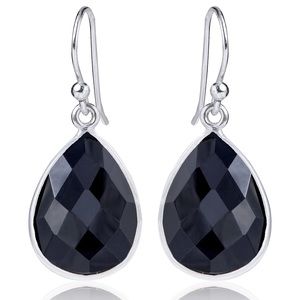 Black Onyx Teardrop Shape Bezel Earring